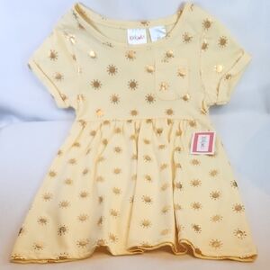 Kidgets Girls Yellow Dress with Gold Sun Foil